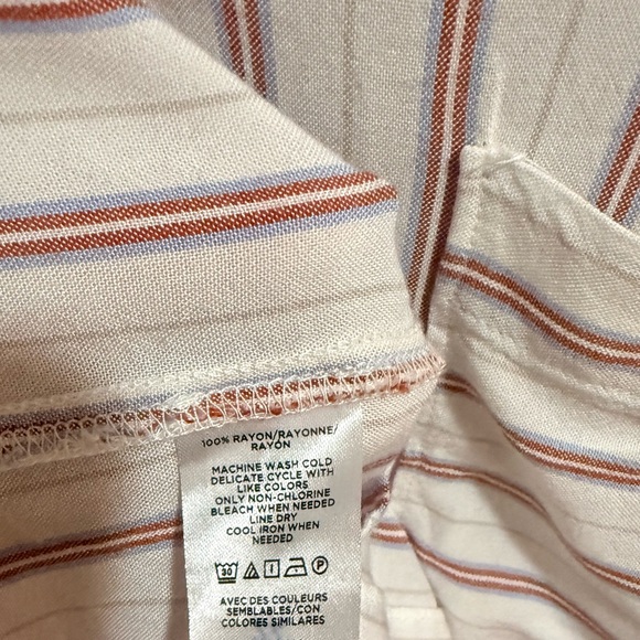 LOFT Cream and Red Striped Shirt - Picture 4 of 5